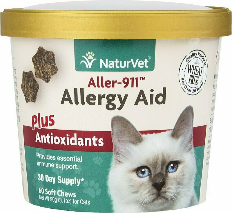 NaturVet Aller-911 Allergy Aid Plus Antioxidants Cat Soft Chews - 60 Pieces
