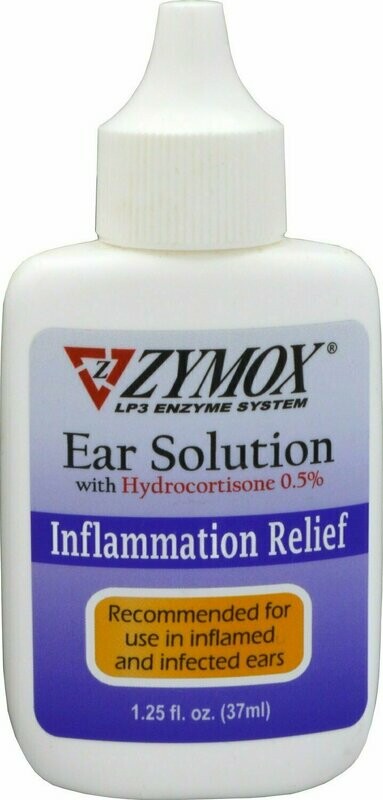 Zymox Ear Solution with .5% Hydrocortisone for Dogs &amp; Cats - 1.25 oz. Bottle