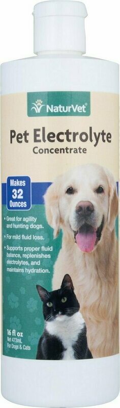Naturvet Pet Electrolytes Concentrate Dog &amp; Cat Liquid Supplement, 16 oz Bottle