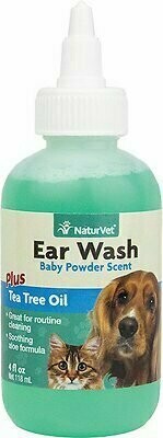 NaturVet Ear Wash with Tea Tree Oil for Dogs &amp; Cats - 4 oz. Bottle