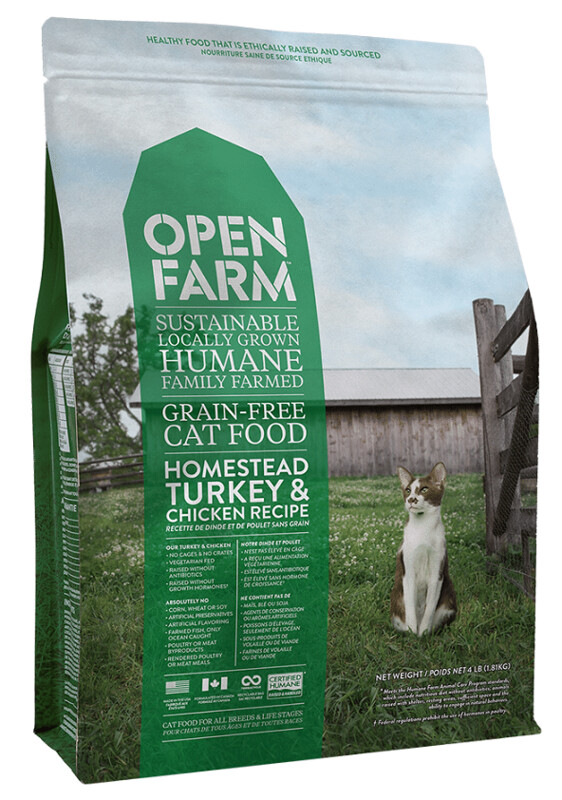 Open Farm Grain-Free Homestead Turkey and Chicken Recipe Dry Cat Food - 4 Pound