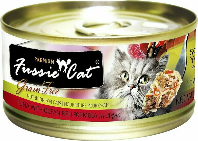 Fussie Cat Premium Tuna with Ocean Fish Formula in Aspic Grain-Free Canned Cat Food - 2.82 oz.