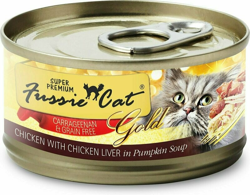 Fussie Cat Super Premium Chicken with Chicken Liver Formula in Pumpkin Soup Grain-Free Canned Cat Food - 2.8 oz.