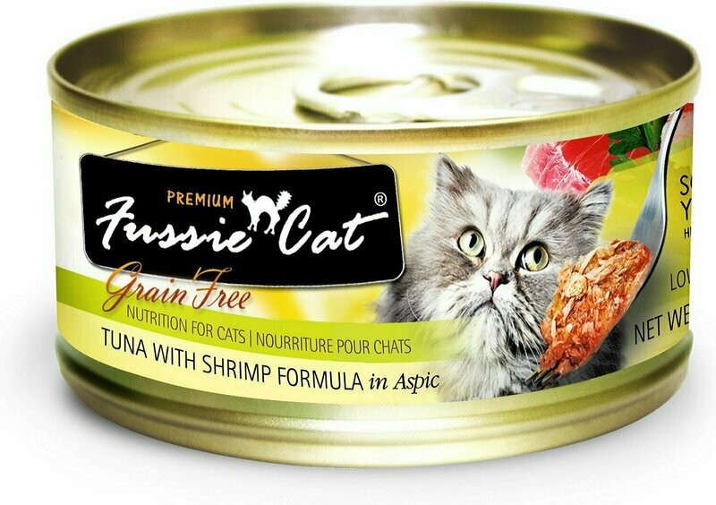 Fussie Cat Premium Tuna with Shrimp Formula in Aspic Grain-Free Canned Cat Food - 2.82 oz.