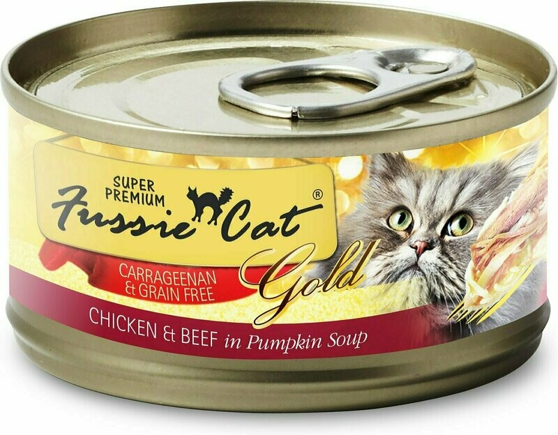 Fussie Cat Super Premium Chicken &amp; Beef Formula in Pumpkin Soup Grain-Free Canned Cat Food - 2.8 oz.