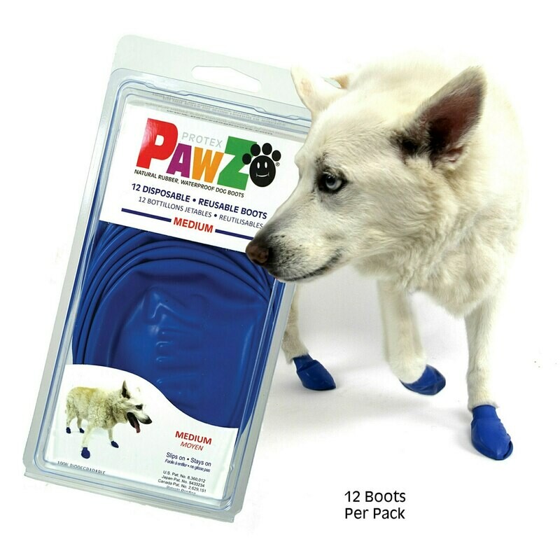 Pawz Natural Rubber Waterproof Medium Blue Dog Boots 12 Pack