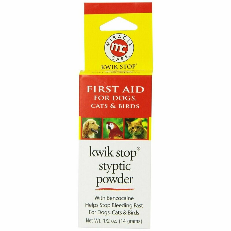Miracle Care Kwik Stop Styptic Powder for Dogs, Cats &amp; Birds, 0.5 oz.