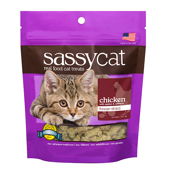Herbsmith Sassy Cat Chicken With Apples &amp; Spinach Freeze-dried Cat Treats 1.25 oz