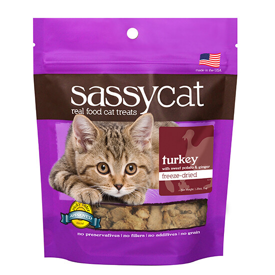 Herbsmith Sassy Cat Turkey With Sweet Potato &amp; Ginger Freeze-dried Cat Treats 1.25 oz