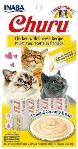 Inaba Churu Chicken With Cheese Recipe Cat Treats 2 oz 4pk