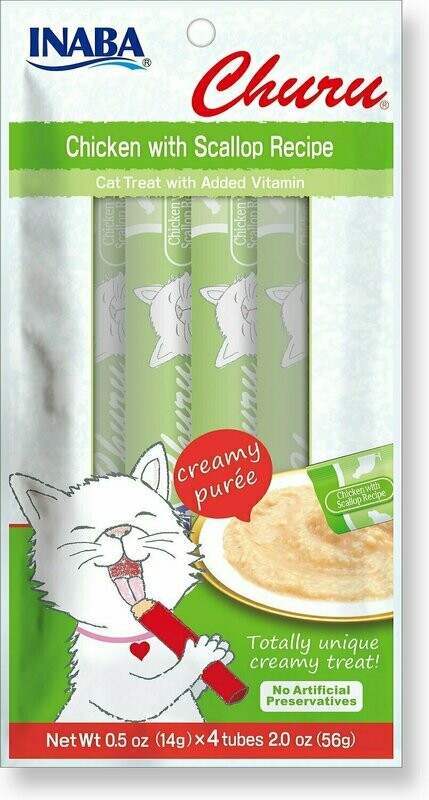 Inaba Churu Grain-Free Chicken with Scallop Puree Lickable Cat Treat