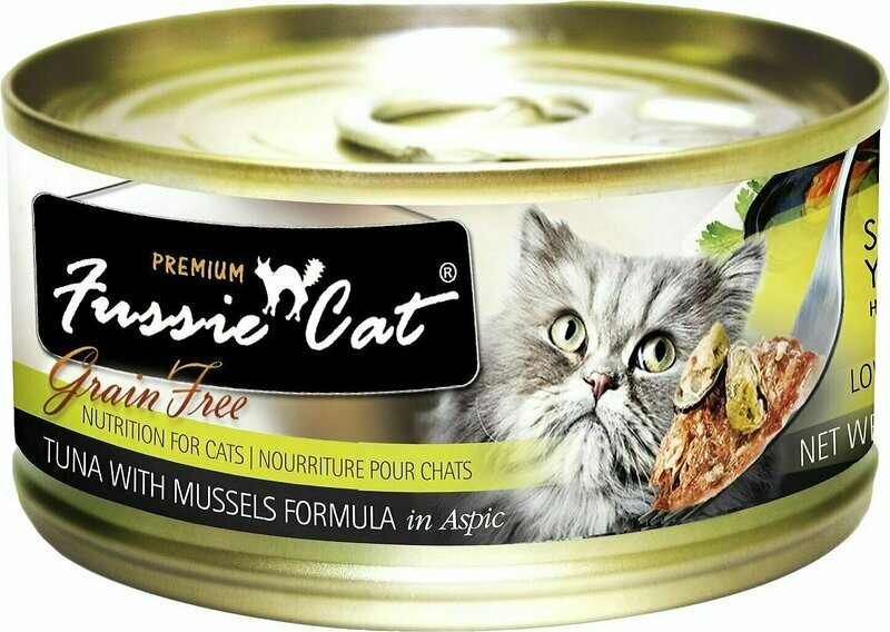 Fussie Cat Premium Tuna with Mussels Formula in Aspic Grain-Free Canned Cat Food - 2.82 oz.