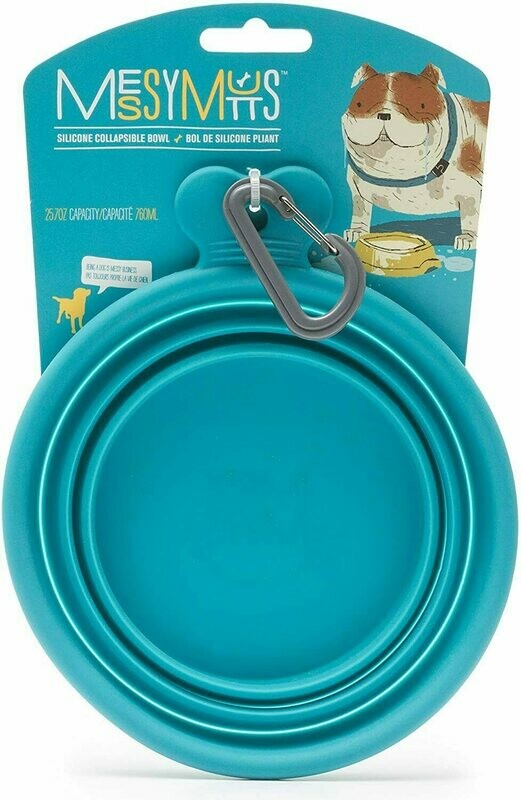 Messy Mutts Silicone Collapsible Dog Bowl - Blue (Small)