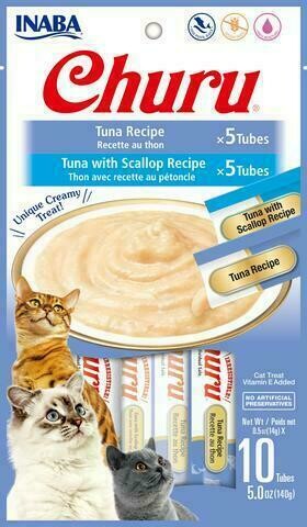 Inaba Ciao Churu Purees Tuna Variety Cat Food 10 Tube Bag