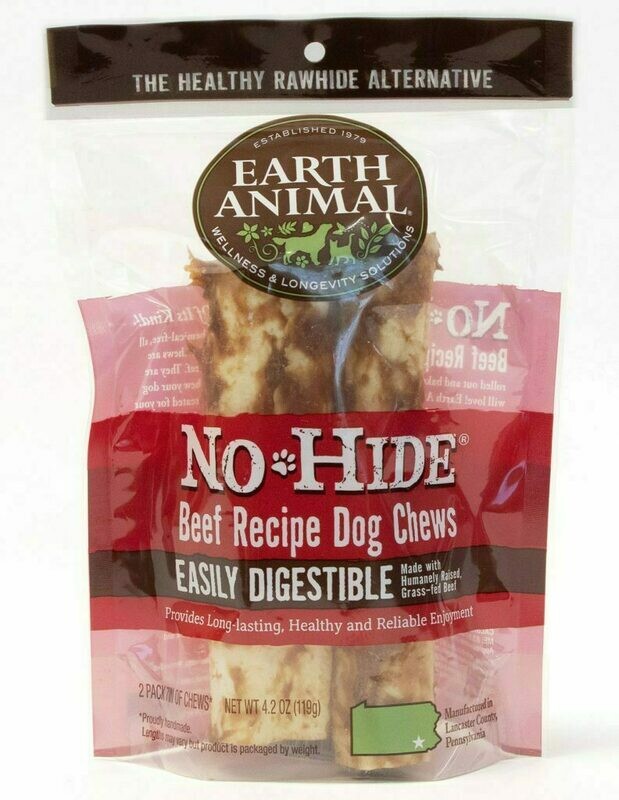 Earth Animal No-Hide Beef Chew Dog Treat - 7&quot; 2-pack