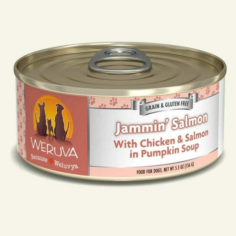 Weruva Dog Classic Jammin&#39; Salmon with Chicken &amp; Salmon in Pumpkin Soup Grain-Free Wet Dog Food - 5.5 oz.