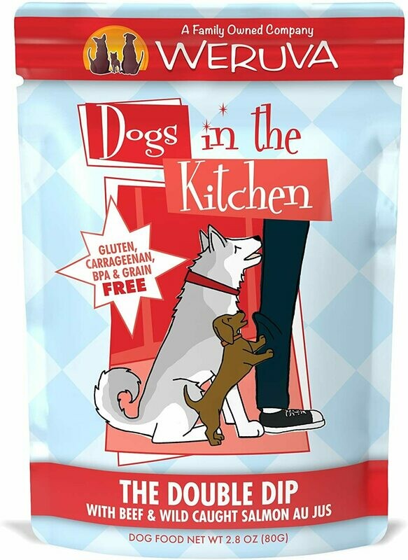 Weruva Dogs in the Kitchen The Double Dip with Beef &amp; Wild Caught Salmon Au Jus Grain-Free Wet Dog Food - 2.8 oz.