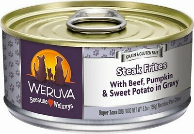 Weruva Dog Classic Steak Frites with Beef, Pumpkin &amp; Sweet Potatoes in Gravy Grain-Free Wet Dog Food - 5.5 oz.
