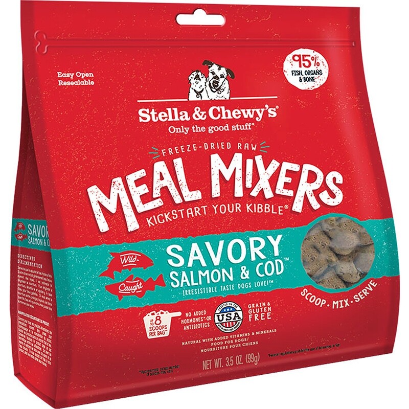 Stella &amp; Chewy&#39;s Savory Salmon &amp; Cod Meal Mixers Freeze -Dried Raw Dog Food Topper - 3.5 oz.