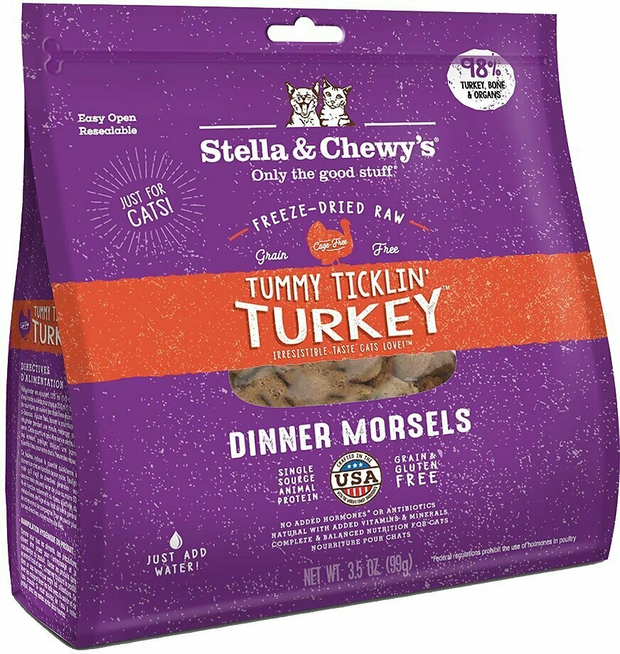 Stella &amp; Chewy&#39;s Tummy Ticklin&#39; Turkey Dinner Grain-Free Freeze-Dried Cat Food - 3.5 oz. bag