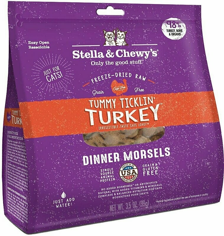 Stella &amp; Chewy&#39;s Tummy Ticklin&#39; Turkey Dinner Grain-Free Freeze-Dried Cat Food - 3.5 oz. bag