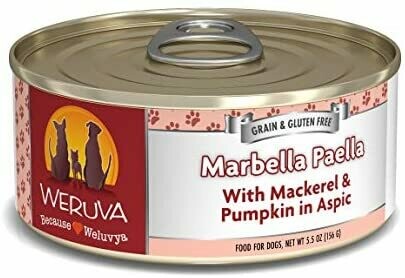 Weruva Dog Classic Marbella Paella with Mackerel &amp; Pumpkin in Aspic Grain-Free Wet Dog Food - 5.5 oz.