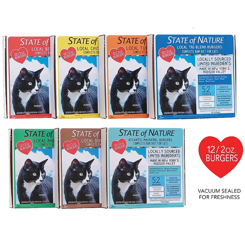 State of Nature Cat Raw Frozen 2oz Burgers Beef Box 24oz