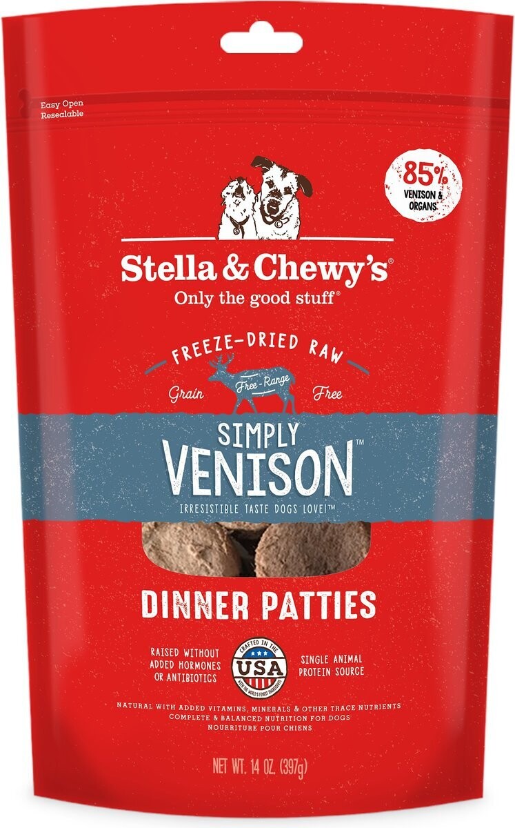 Stella &amp; Chewy&#39;s Freeze-Dried Raw Simply Venison Dinner Patties Dog Food - 14 oz. bag