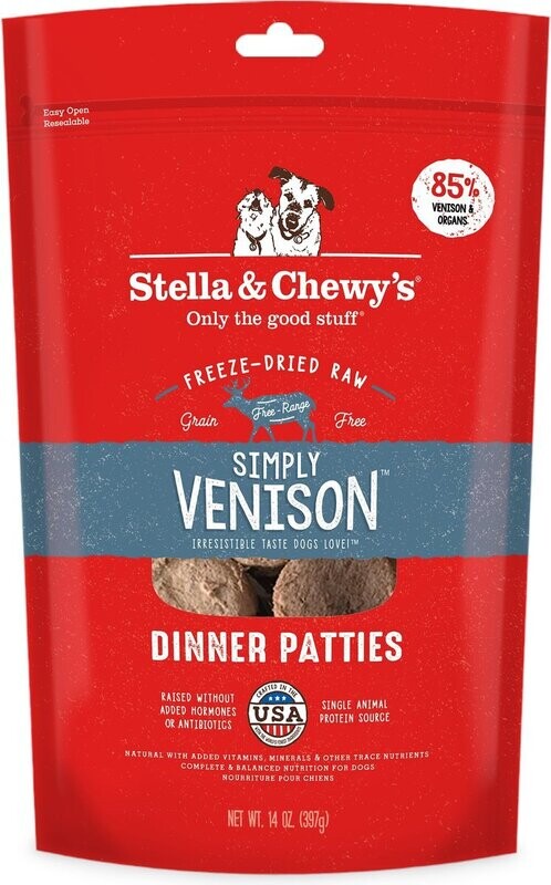 Stella &amp; Chewy&#39;s Freeze-Dried Raw Simply Venison Dinner Patties Dog Food - 14 oz. bag