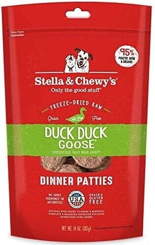Stella &amp; Chewy&#39;s Duck Duck Goose Dinner Patties Grain-Free Freeze-Dried Dog Food - 14 oz. bag
