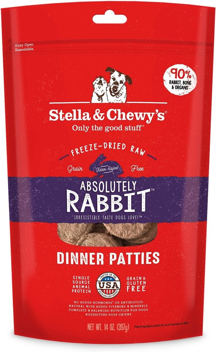 Stella &amp; Chewy&#39;s Absolutely Rabbit Dinner Patties Grain-Free Freeze-Dried Dog Food - 14 oz. bag