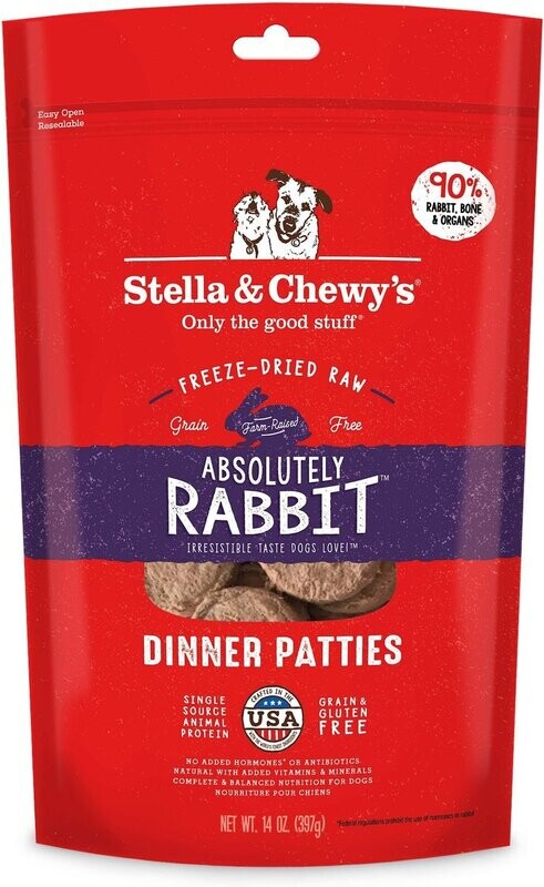 Stella &amp; Chewy&#39;s Absolutely Rabbit Dinner Patties Grain-Free Freeze-Dried Dog Food - 14 oz. bag