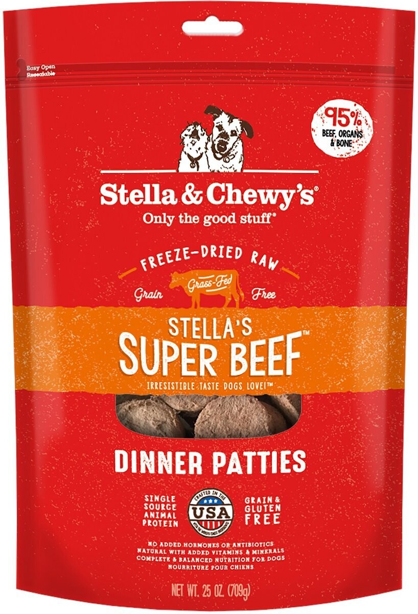 Stella &amp; Chewy&#39;s Stella&#39;s Super Beef Dinner Patties Grain-Free Freeze-Dried Dog Food - 25 oz. bag