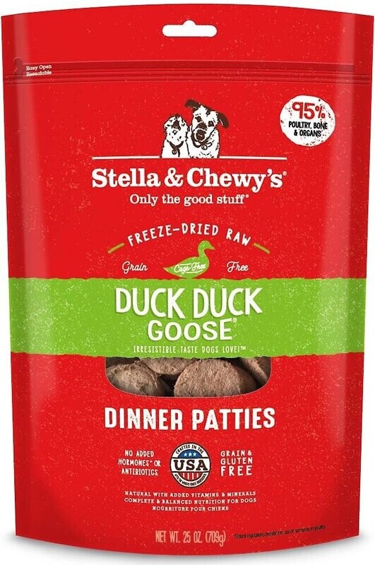Stella &amp; Chewy&#39;s Duck Duck Goose Dinner Patties Grain-Free Freeze-Dried Dog Food - 25 oz. bag