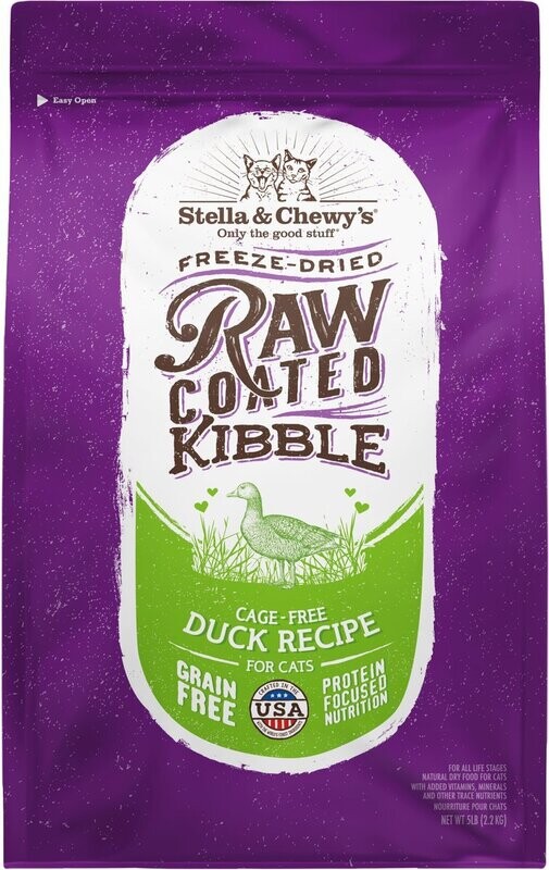 Stella &amp; Chewy Freeze Dried Raw Coated Kibble Duck Recipe 5lbs. For Cats
