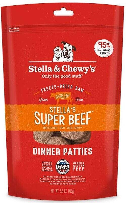 Stella &amp; Chewy&#39;s Super Beef Dinner Patties Freeze-Dried Raw Dog Food - 5.5 oz
