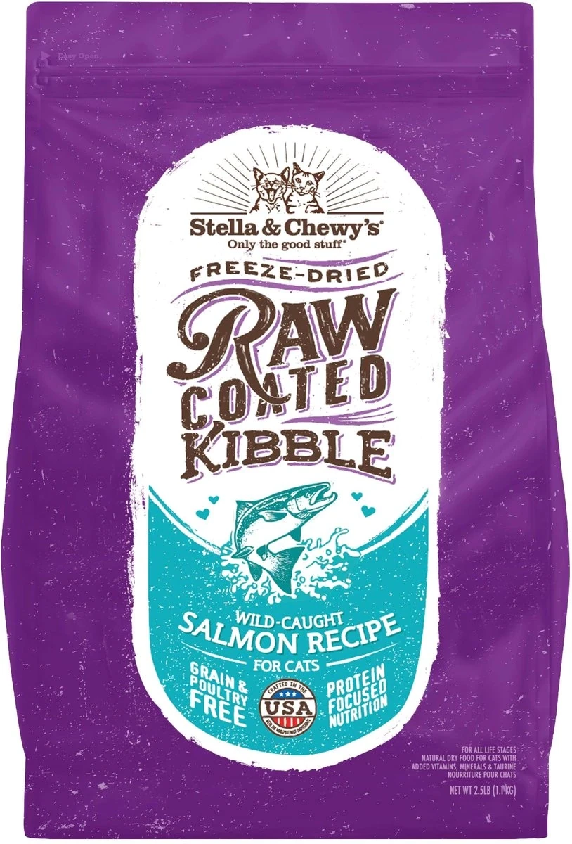 Stella &amp; Chewy&#39;s Raw Coated Kibble Salmon Recipe Grain-Free Dry Cat Food - 2.5 Pound