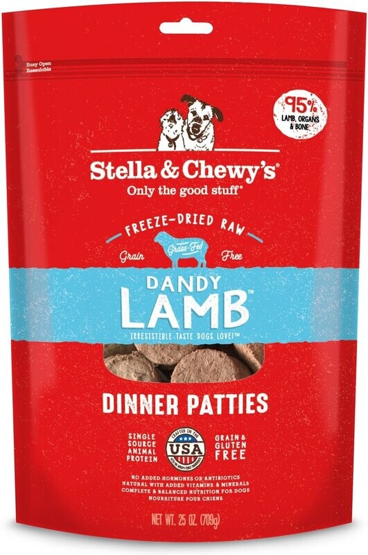 Stella &amp; Chewy&#39;s Dandy Lamb Dinner Patties Grain-Free Freeze-Dried Dog Food - 25 oz. bag