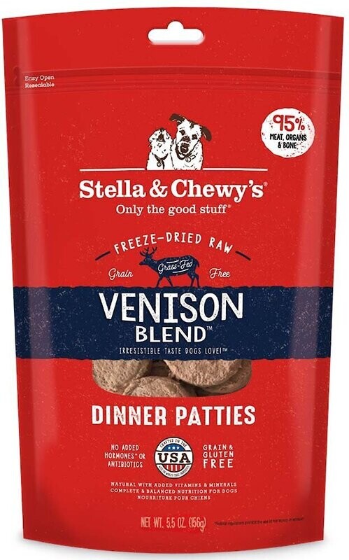 Stella &amp; Chewy&#39;s Venison Blend Dinner Patties Grain-Free Freeze-Dried Dog Food - 5.5 oz. bag