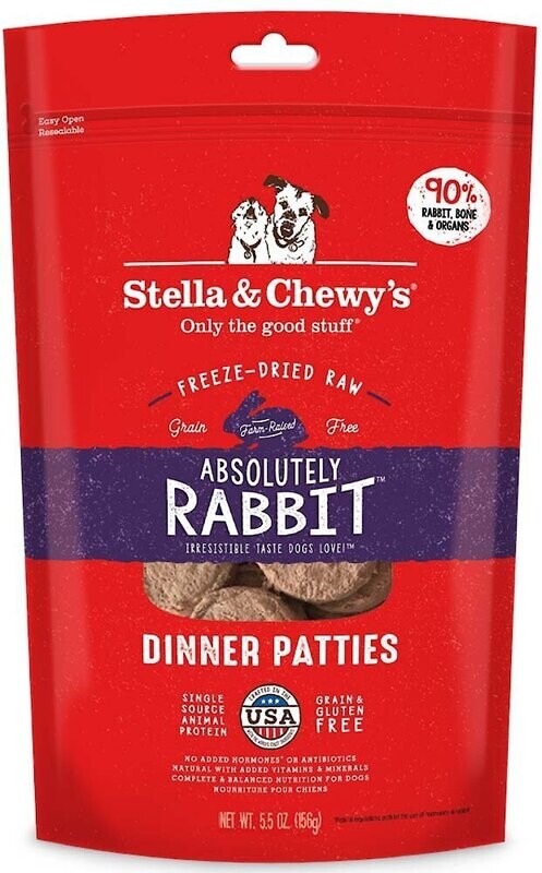 Stella &amp; Chewy&#39;s Absolutely Rabbit Dinner Patties Grain-Free Freeze-Dried Dog Food - 5.5 oz. bag