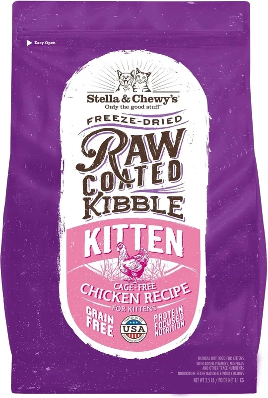 Stella &amp; Chewy&#39;s Kitten FD Raw Coated Kibble Chicken 2.5#
