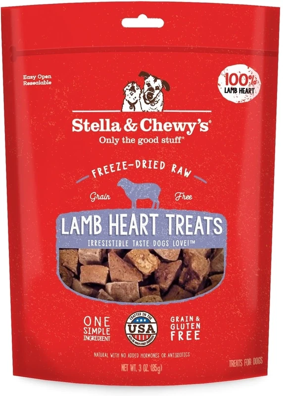 Stella &amp; Chewy&#39;s Lamb Heart Freeze-dried Raw Dog Treats 3 oz.