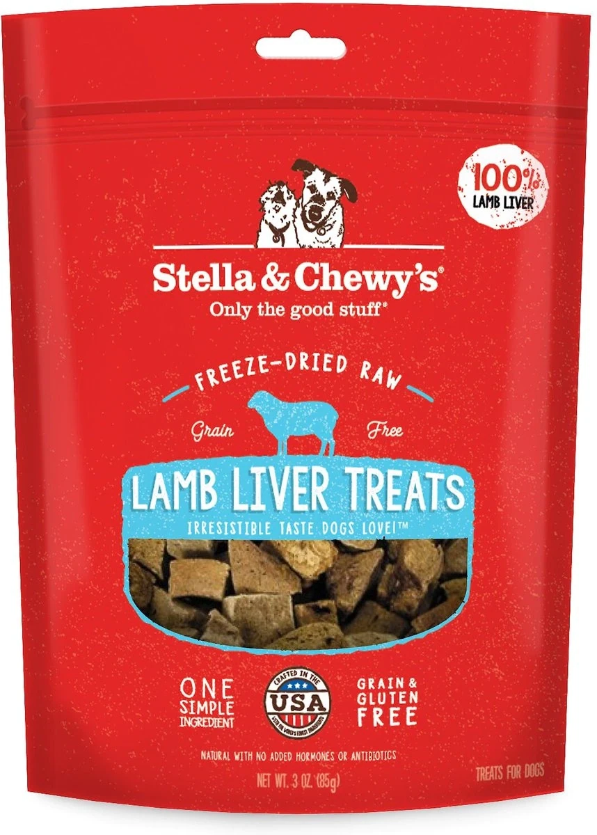 Stella &amp; Chewy&#39;s Lamb Liver Single Ingredient Freeze-dried Dog Treats 3oz