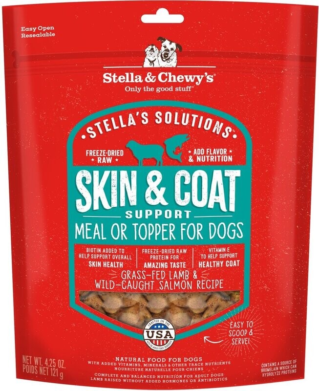 Stella &amp; Chewy&#39;s Stella&#39;s Solutions Skin &amp; Coat Support Freeze-Dried Raw Grass-Fed Lamb &amp; Wild-Caught Salmon 4.25oz
