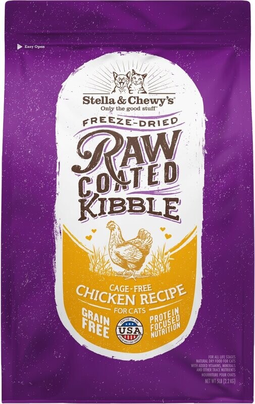 Stella &amp; Chewy Cat FD Raw Coated Kibble Chicken 5lb.