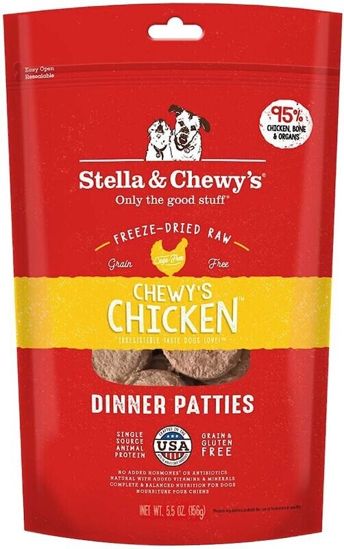 Stella &amp; Chewy&#39;s Chewy&#39;s Chicken Dinner Patties Grain-Free Freeze-Dried Dog Food - 5.5 oz. bag