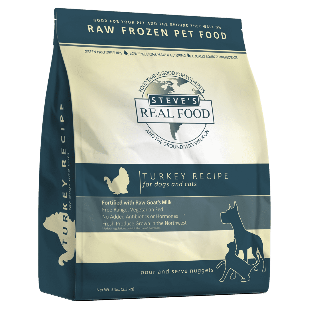 Steve&#39;s Raw Frozen Nuggets Dog &amp; Cat Food - Turkey 5lb