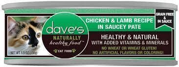 Dave&#39;s Cat Grain Free Saucey Chicken &amp; Lamb 5.5oz