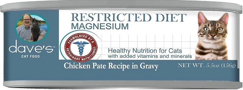 Dave&#39;s Cat Food Restricted Magnesium Chicken Pate in Gravy Canned Cat Food - 5.5 oz.