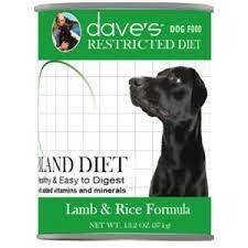 Dave&#39;s Dog Food Restricted Bland Diet Lamb &amp; Rice Formula Canned Dog Food - 13 oz.